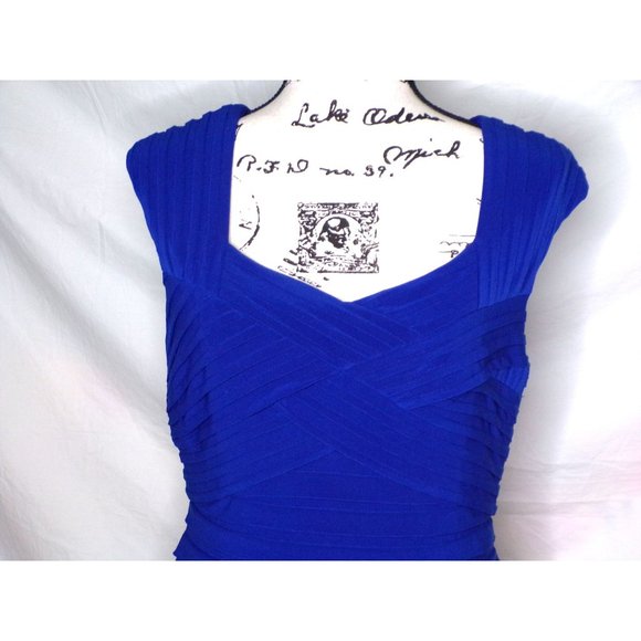 🆕 Adrianna Papell Shutter Pleat Jersey Dress Blue 12 - Picture 3 of 8